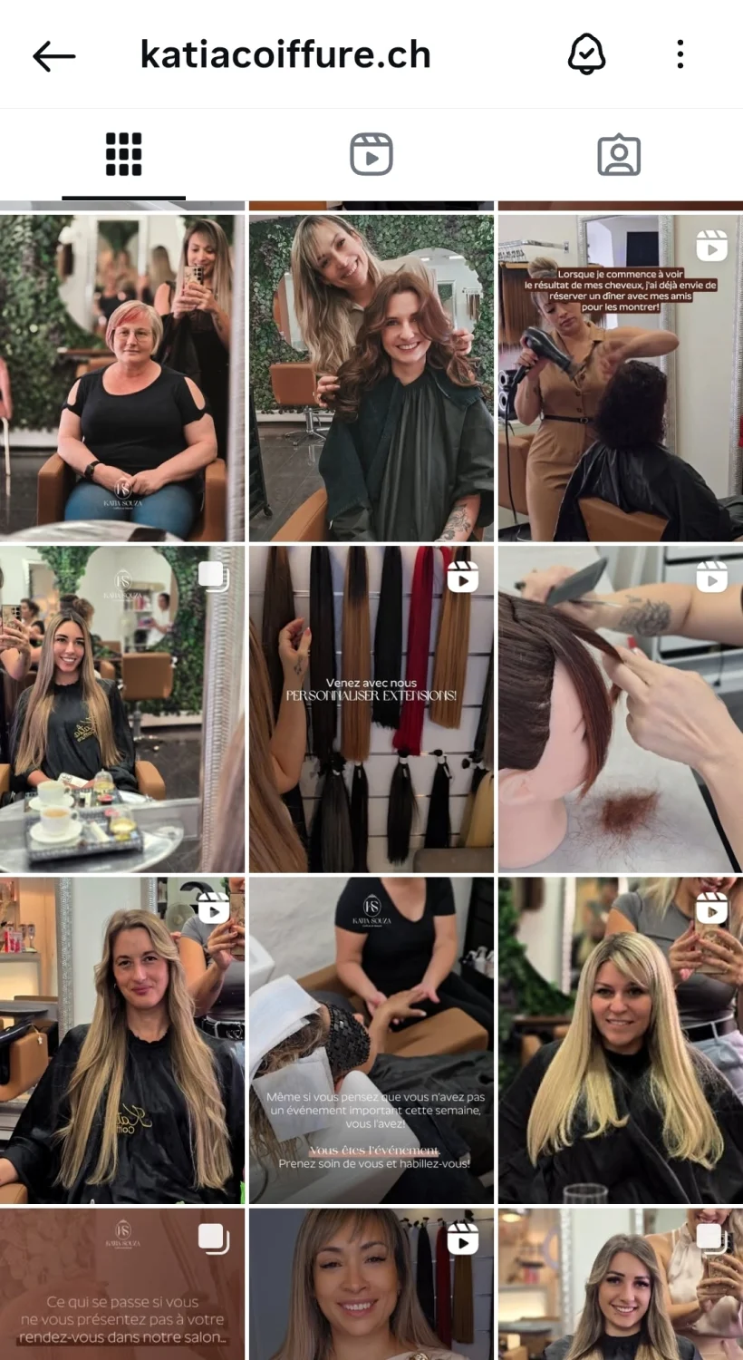 Feed de Instagram da Katia Coiffure