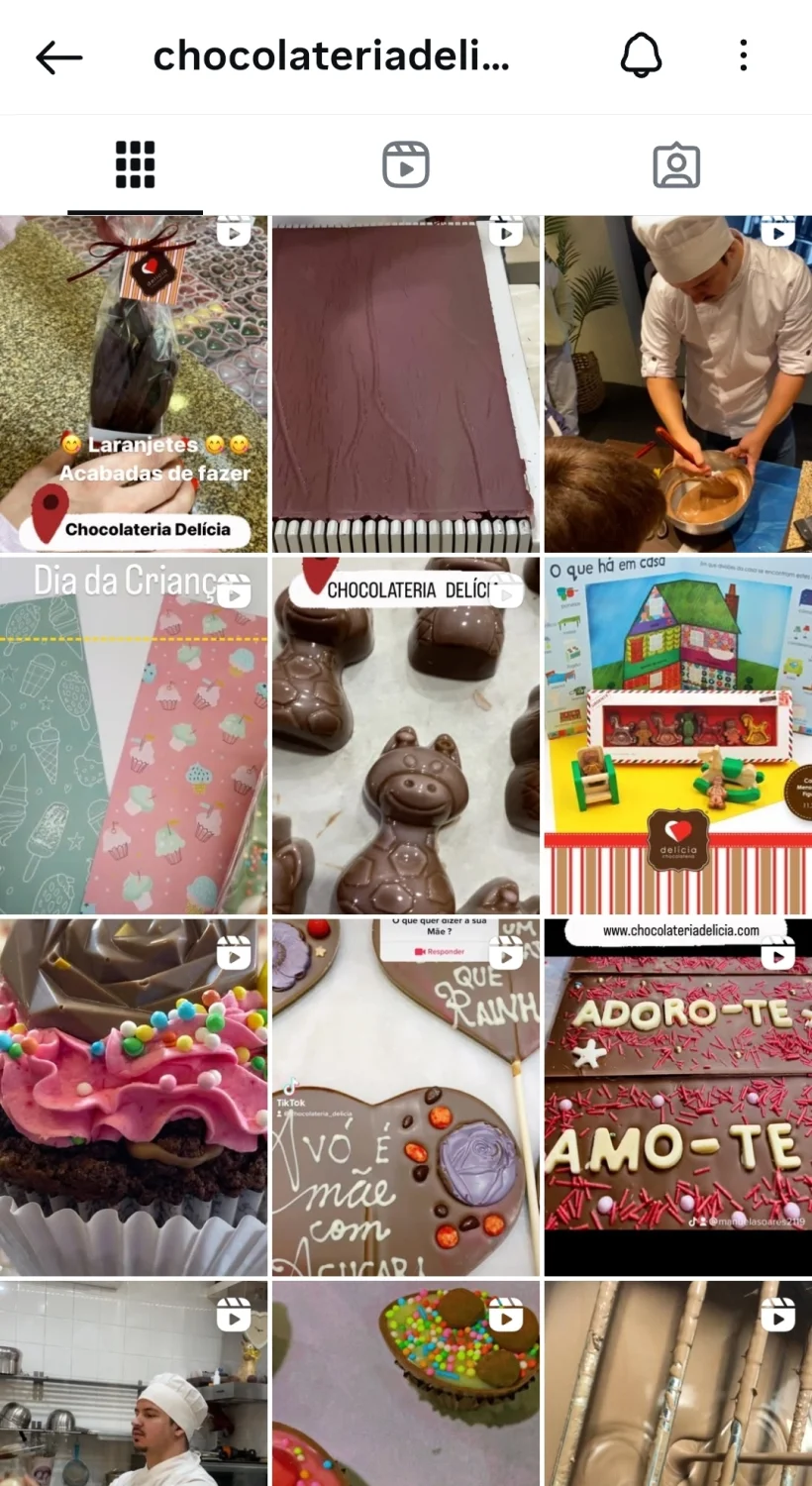 Antes do feed de Instagram da Chocolateria Delícia
