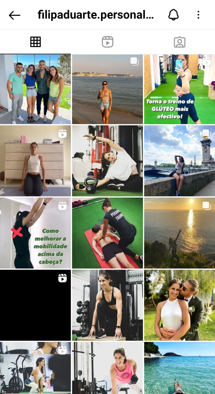 Antes do feed de Instagram da Filipa Duarte Personal Trainer