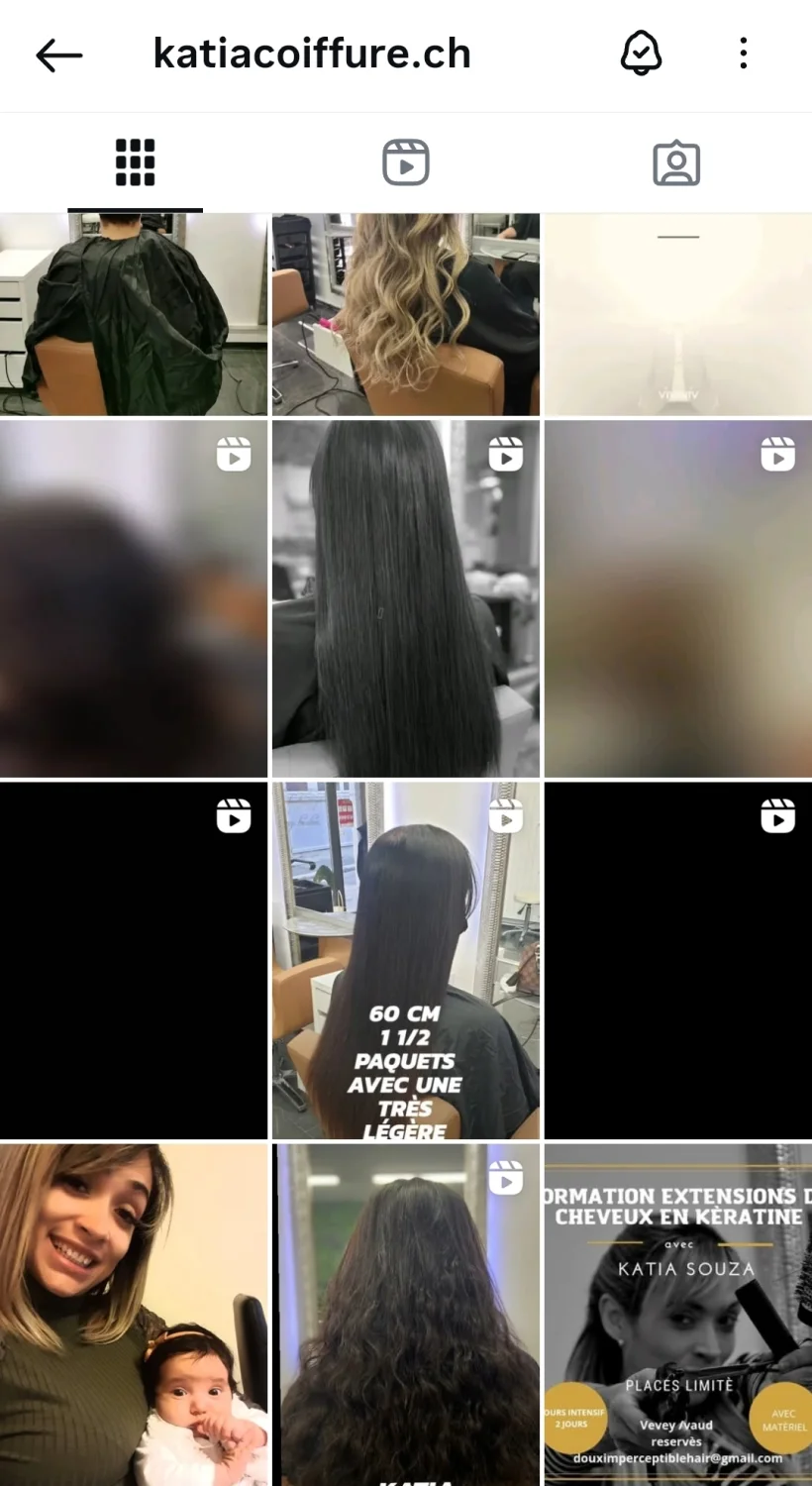 Antes do feed de Instagram da Katia Coiffure
