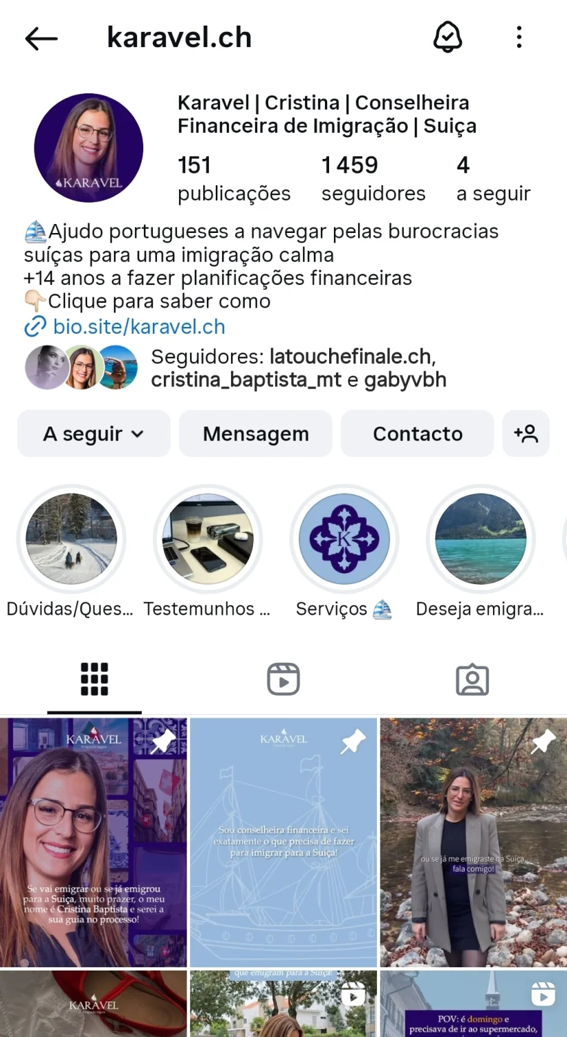 Bio do Feed de Instagram da Karavel